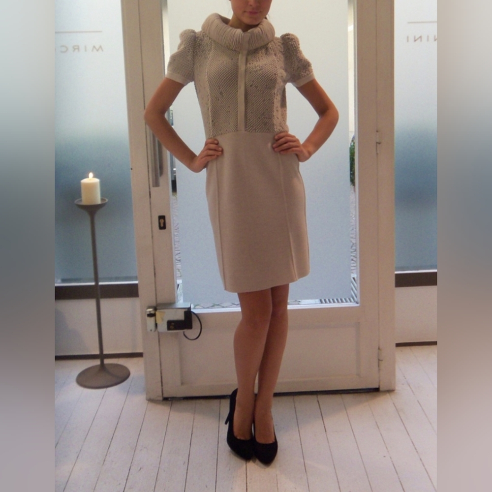 Vintage Mirco Giovannini Wool Textured Dress Size 44